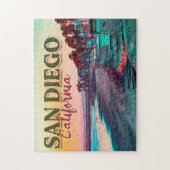 San Diego Beach Californië Waterverf Zonsondergang Legpuzzel (Verticaal)