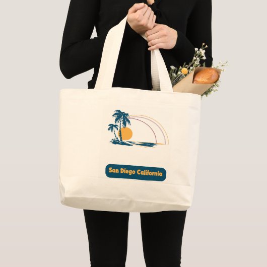 San Diego Beach Scene Grote Tote Bag (Voorkant (product))