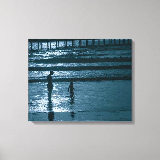 San Diego Beach Silhouette Beach Kinder Canvas Afdruk (Voorkant)