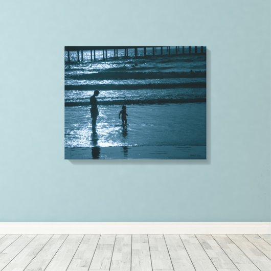 San Diego Beach Silhouette Beach Kinder Canvas Afdruk (Insitu (Houten vloer))