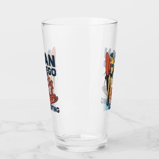 San Diego Big Wave Surfing Beer Glas (Links)