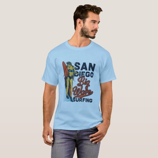 San DIego Big Wave Surfing  Surf Design T-shirt (Voorkant volledig)