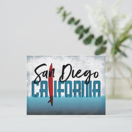 San Diego Briefkaart California Surfboard (Staand voorkant)