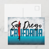 San Diego Briefkaart California Surfboard (Voorkant / Achterkant)