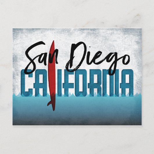 San Diego Briefkaart California Surfboard (Voorkant)