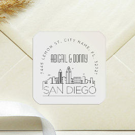 San Diego bruiloft | Afdichting van vooraf geadres Vierkante Sticker