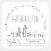 San Diego bruiloft | Afdichting van vooraf geadres Vierkante Sticker (Voorkant)