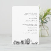 San Diego bruiloft elegante skyline uitnodiging (Staand voorkant)
