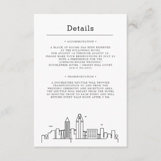 San Diego bruiloft | Gegevens van bezoeker Informatiekaartje (Voorkant)