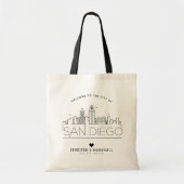 San Diego bruiloft | Gestileerde skyline Tote Bag (Voorkant)