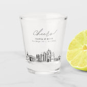 San Diego bruiloft gunst gepersonaliseerd gejuich Shot Glas (Voorkant)