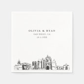 San Diego bruiloft minimalistisch papier Servet (Voorkant)