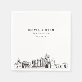 San Diego bruiloft minimalistisch papier Servet