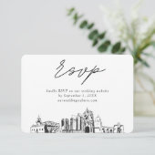 San Diego Bruiloft Minimalistische Schets RSVP Informatiekaartje (Staand voorkant)