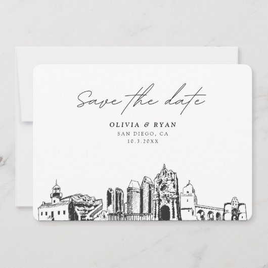 San Diego Bruiloft Modern Save the Date Kaart (Voorkant)