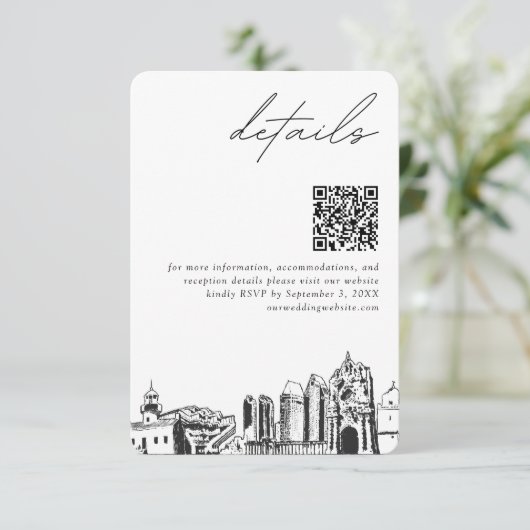 San Diego Bruiloft Moderne Details QR Code Informatiekaartje (Staand voorkant)
