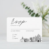 San Diego Bruiloft Traditionele RSVP Maaltijd Opti Informatiekaartje (Staand voorkant)