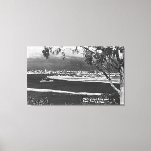 San Diego, CA Bay en City uit Point Loma Canvas Afdruk (Voorkant)