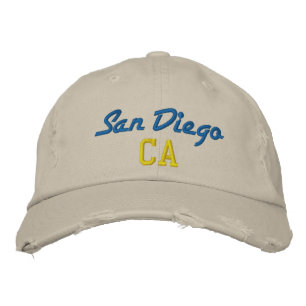 San Diego CA Blauw en Geel  Stijl Geborduurde Pet