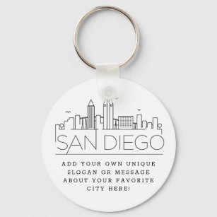 San Diego, CA gestileerde Skyline   Aangepaste slo Sleutelhanger