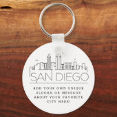 San Diego, CA gestileerde Skyline | Aangepaste slo Sleutelhanger (Voorkant)