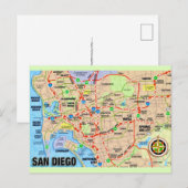 San Diego CA Kaart Ansichtkaart (Voorkant / Achterkant)