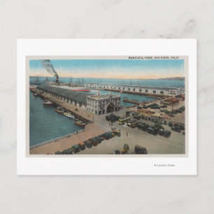 San Diego, CA - Municipal Piers Waterfront Briefkaart
