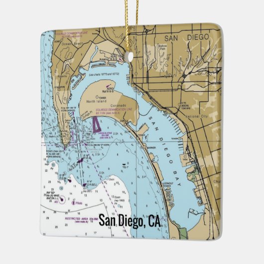 San Diego CA Nautical Chart Keramisch Ornament (Links)