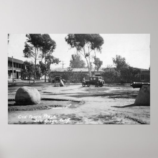 San Diego, CA Old Town Plaza Uitzicht Foto Poster (Voorkant)