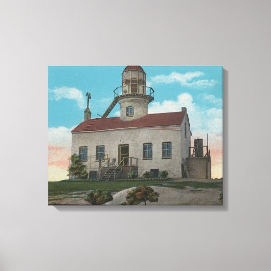 San Diego, CA - oude Spaanse vuurtoren op Canvas Afdruk (Voorkant)