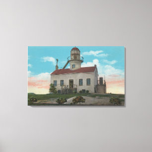 San Diego, CA - oude Spaanse vuurtoren op Canvas Afdruk