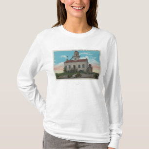 San Diego, CA - oude Spaanse vuurtoren op T-shirt