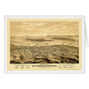 San Diego, CA Panorama Kaart - 1876