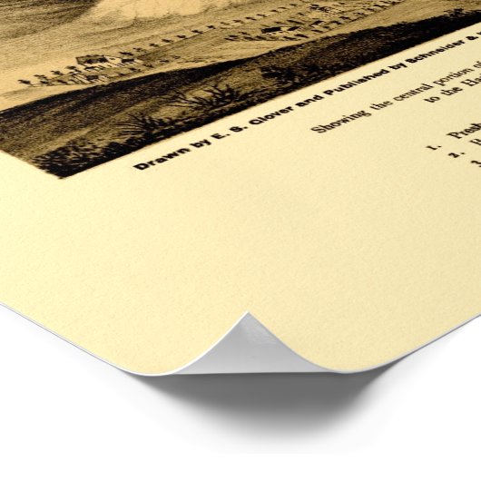 San Diego, CA Panorama Kaart - 1876 Poster (Hoek)