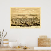 San Diego, CA Panorama Kaart - 1876 Poster (Keuken)
