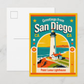 San Diego CA Point Loma Vuurtoren Retro Briefkaart (Voorkant / Achterkant)