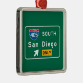 San Diego, CA Road Sign Metalen Ornament (Rechts)
