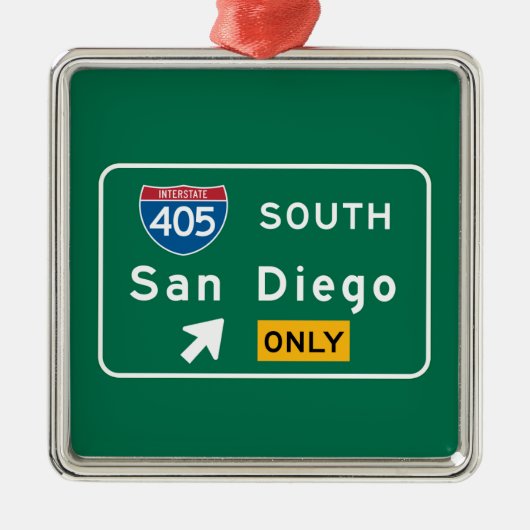 San Diego, CA Road Sign Metalen Ornament (Voorkant)