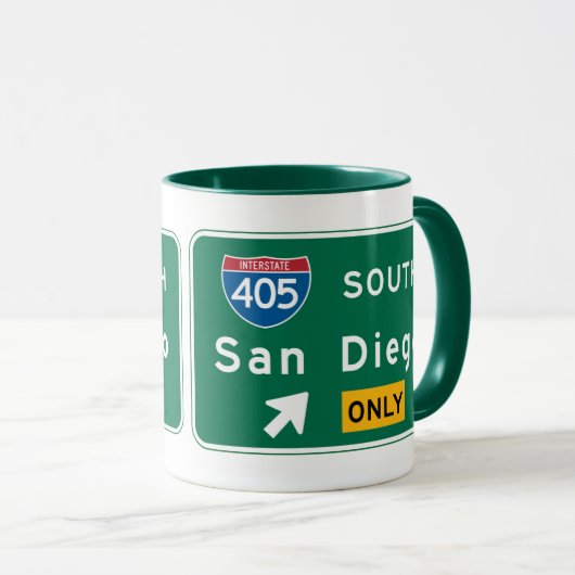 San Diego, CA Road Sign Mok (Voorkant rechts)