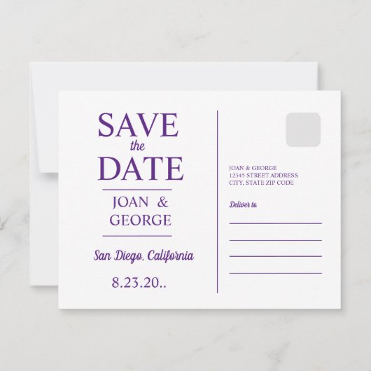 San Diego, CA, Save the Date,  Briefkaart (Achterkant)