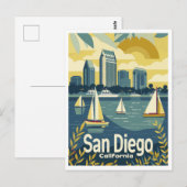 San Diego CA - Uitzicht aan de overkant van de baa Briefkaart (Voorkant / Achterkant)
