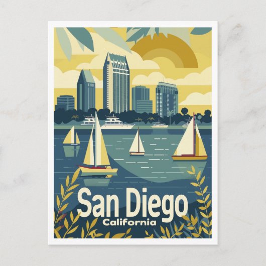 San Diego CA - Uitzicht aan de overkant van de baa Briefkaart (Voorkant)