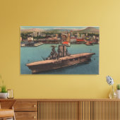 San Diego, CA - Uitzicht US Navy Vliegtuig Carrier Canvas Afdruk (Insitu (Woonkamer))