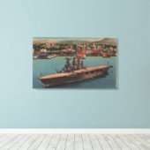 San Diego, CA - Uitzicht US Navy Vliegtuig Carrier Canvas Afdruk (Insitu (Houten vloer))
