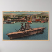 San Diego, CA - Uitzicht US Navy Vliegtuig Carrier Poster (Voorkant)