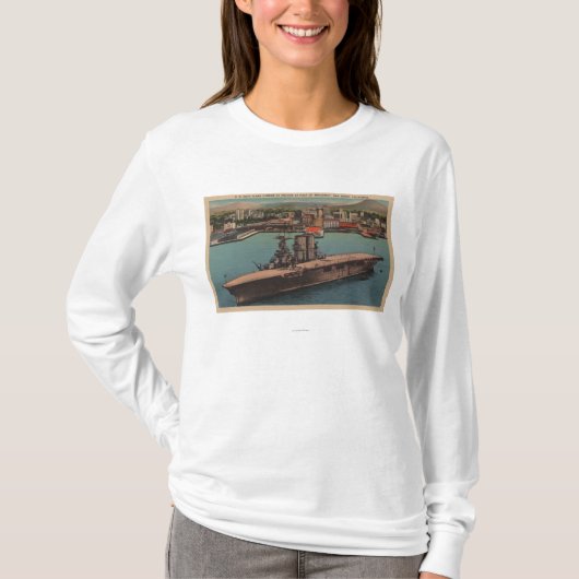 San Diego, CA - Uitzicht US Navy Vliegtuig Carrier T-shirt (Voorkant)