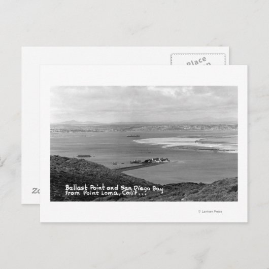 San Diego, CA-Uitzicht van Ballast Point en Bay Briefkaart (Voorkant / Achterkant)