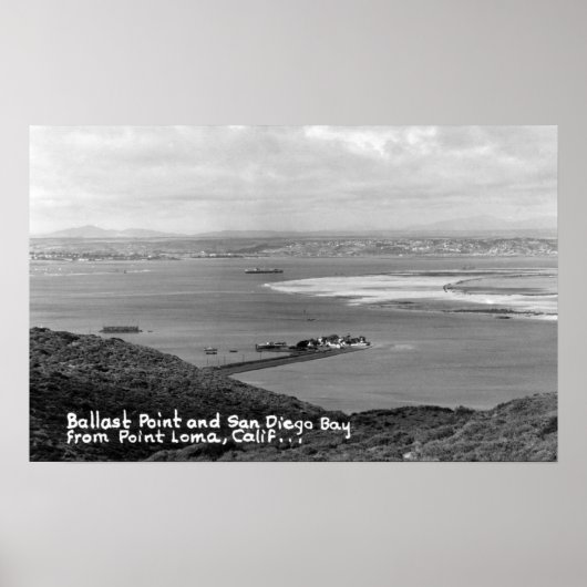 San Diego, CA-Uitzicht van Ballast Point en Bay Poster (Voorkant)