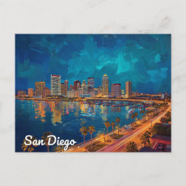 San Diego CA Waterfront City Art Briefkaart