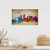 San Diego, CA | Waterverf City Skyline Poster (Keuken)